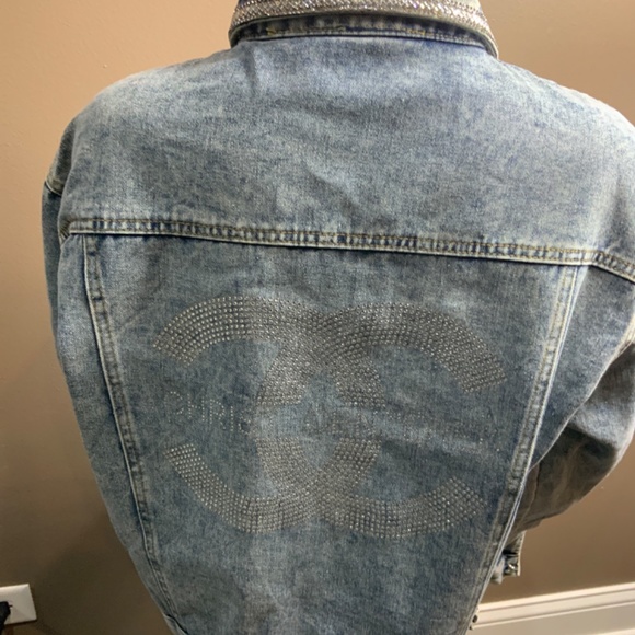 Ladies Custom denim jacket LARGE - Picture 2 of 2
